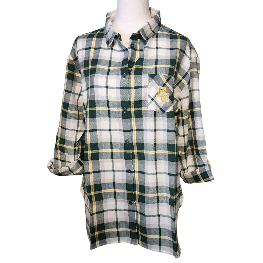 UG Apparel University Baylor  Plaid Flannel Shirt Size 1X  Green Yellow